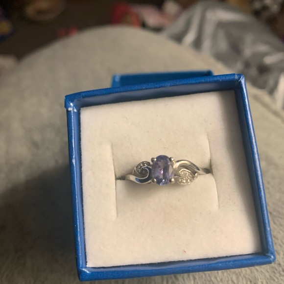 Genuine tanzanite sterling silver ring - Picture 2 of 8